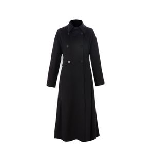 Women Wool Coats Colombo Winter Long Black Slim Coat with Camel Hair