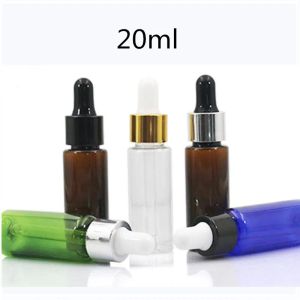 L Amber Blue Pet şişeleri Cam damlalı boş doldurulabilir damlalı şişe esansiyel yağ şişesi örnek makyaj şişeleri 10ml/15ml/20m