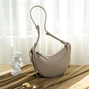 Lady Luxurys el çantası için basit tasarımcı çantası güzel görünümlü katı kahverengi gri beyaz borse yarım ay moda aksesuarları omuz çantası fermuar kapanma