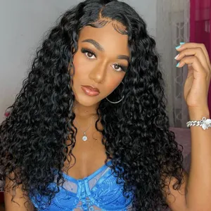 Recool Water Wave Blueless Lose Front Human Hair Wig HD кружевный парик 26 дюйм бразильский шнурок парик