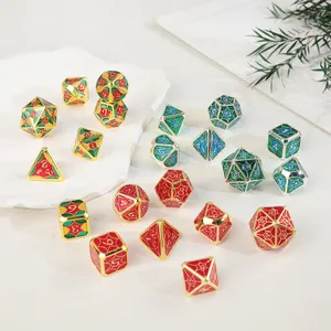 Hot Sale 7pcs Polyhedral Loose Gemstones Dice Set Dungeons & Dragons Metal Dice Set DND Games Custom RPG Dice 10 Colors Wholesale 2023 New Style