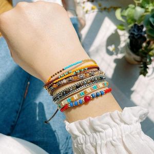 Strand Boho Takı Örgülü Braclet kumaş bez bilezik kadınlar 2023 Boncuk Cazibesi Dostluk Halat Takı Altın Renk Zincir Bilezikler