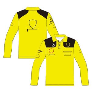 2023 F1 Uzun Kollu Polo Gömlek Formül 1 Takımı 75. Sarı T-Shirt Sürücü Yarış Forması Üstü Üstü Erkek Moda Sporları T-Shirt