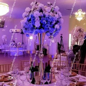 Yeni Stil Çiçek Düzenleme Merkez Metal Arch Çiçek Stand Yol Kurşun Düğün Zemin Altın Düğün Balonları Dekorasyon