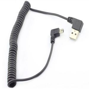 2-Port 90 Derece Sağ Açılı Mini B USB 2.0 Araç Navigasyon Arabası Sürüş Kaydedi Kamerası için Bir Erkek Yay Veri Güç Kablosu