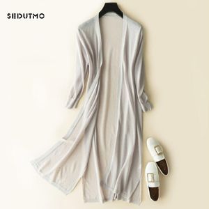 Женские блузкие рубашки Sedutmo Summer Long Kimono Women Женщины вязаная кардиганская блуза Тонкие осенние бохо