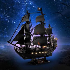 Modello Set 3D Puzzle tridimensionale Perla nera Modello di nave pirata Fai da te Assemblaggio di cartone fatto a mano Giocattoli Regali per bambini per adulti HKD230706