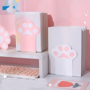 Декоративные предметы статуэтки 2pcs Creative Cat Paw Bookends Kawaii Antiskid Organizer Организатор Настольный компьютер Поддерживает корейская канцелярская школа.