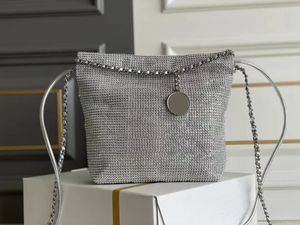 Tasarımcı 23A Mini 22 Bag Elmas Hobo Çantalar Parlak Buzağı Deri Para Zincir Kayış Omuz Çantası 24K Vintage Gümüş Donanım Çekme Kova Torbaları Kristal Çantalar