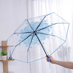 Зонты Прозрачный автоматический зонтик женский складной зонтик для дождя и солнца ветрозащитный женский зонтик от дождя Бесплатная доставка