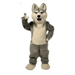 Profesyonel gri husky köpek fursuit maskot kostümü yetişkinler karikatür brithday parti süslü elbise prop unisex geçit tören açık hava kıyafet