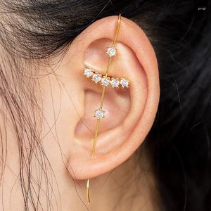 Saplama küpeleri 1pc 2023 kübik zirkonya uzun saplamalar kanca kulak delen pirinç bakır kıkırdak küpe 20g tragus kabuklu piercing kadın