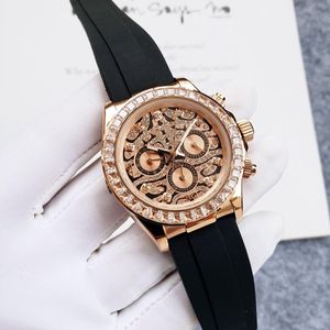 Relógio mecânico automático masculino anel de diamante estilo clássico pulseira de borracha de 40 mm mostrador de aço inoxidável relógio com mostrador de diamante safira relógio super brilhante vendas diretas