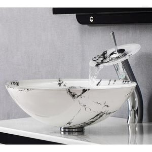 Смесители раковины ванной комнаты бронированное искусство стеклянное бассейн плюс латунный водопад Кран Холодный туалет черный крана набор