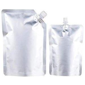 100pcs/lot saf alüminyum folyo içecek torbası sıvı nozul çanta süt suyu mühürlü stant depolama yeniden kullanılabilir kese