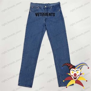 Erkekler Kot Mavi Vetements Jeans Erkek Kadınlar 1 1 En Kaliteli Yıkanmış İşlemeli Yama Etiket Veteriner Kot Pantolon T230707