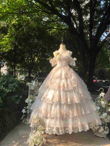 Tema kostüm kadın tatlı dantel çiçek nakış prenses gelinlik kızlar sevimli parti vestidos victoria retro lolita jsk elbise Japon 230707