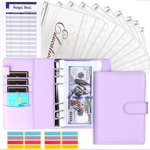 Filing Supplies A6 PU Leather Budget Binder Notebook Financial Management Planner Organizer with 12 PCS Zipper Cash envelopes for Saving Money 230706