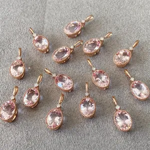 70507 Diamondbox Bayan Takı Kolye 0.75Ct Oval Morganite Kolye AU750 Gül Altın 0.01ct Pırlanta Küçük Kız Moda Doğum Günü Hediye Satış Olmalı