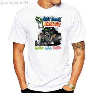 Erkek Tişörtler Sıçan Fink İyi Şeyler Asla Ölmez T-Shirt Büyük Baba Ed Roth Lowbrow Hot Rod Biker L230707