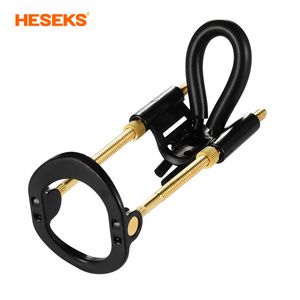 Extensões HESEKS Penis Growth Stretch Clamp Extender Alongamento Exerciser Penisgrowth Traction Device for Men Portable Sport 230706