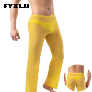 Erkekler Pantolon Fyxljj Sıradan Mesh Ev Aşaması Şeffaf Pijama Alt Erkekler Seksi Düşük Belden Bakın