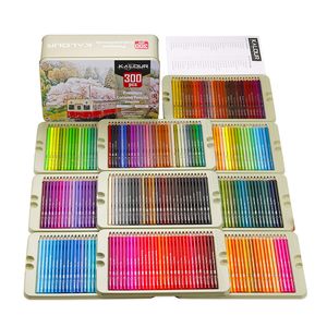 Pencil Bags KALOUR 300 Pcs Oil Colored Pencils Set Soft Wood Drawing Sketch Colors For School Adults Art Gift Supplies 230706