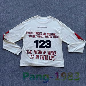 Erkek Hoodies Sweatshirts Pirinç Kayıtlı RRR123 Uzun Kollu Tişört Sonbahar Erkek Kadınlar 1 1 Üstün Kaliteli Python Köpük Basılı Yuvarlak Boyun RRR123 T-Shirt Üst T230707