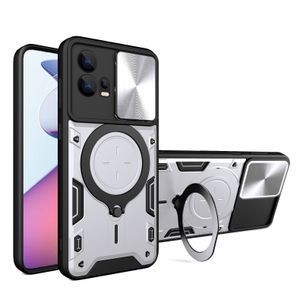 360° Rotatable Ring Holder Kickstand Phone Case with Slide Lens Protection for Infinix Zero Ultra 5G Note 30 Hot 12 Tecno Camon 20 Pro