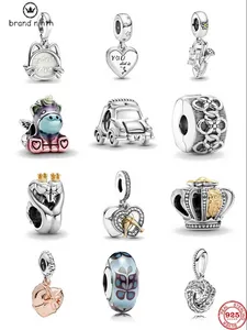 925 Pandora takılar için gümüş mücevher boncuklar bilezik yeni renkli tek boynuz