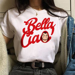 Kadın Tshirt Bella Ciao T Shirt Moda Moda Kadınlar LA CA SA DE PAPEL TSHIRT Kadın Kısa Kollu Üstler Tee Casual Woman Tshirts 230707