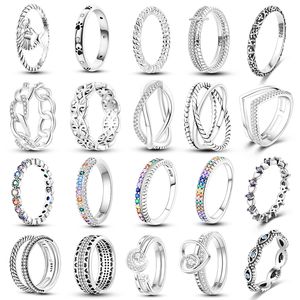 925 Стерлинговое серебровое серебровое женское кольцо женское кольцо простое кольцо, сверкающее кольцо циркона, подходящее для оригинальной Pandora, особый подарок для женщин