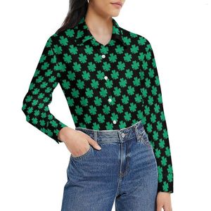 Kadın Bluzları Yeşil Shamrock Bluz Uzun Kollu St Patrick Günü Vintage Kadın Sokak Moda Büyük Boy Gömlek Top Doğum Günü hediyesi