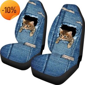Yeni araba koltuk kapağı evrensel otomatik kedi baskı koltuk kasası polyester fiber araba koltuğu yastık koruyucusu mat pedi aksesuarları