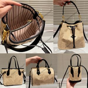 Moda çantalar saman çanta tasarımcı crossbody çanta ayarlanabilir kemer lüks çanta tote çanta nakış çiçekleri şouder çanta yaz kadın kova çantası çok yönlü