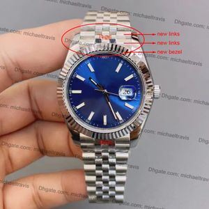 U1 St9 Mens Watch Designer 41mm Yeni Çember Yeni Bağlantılar Safir Crystal 904L Paslanmaz Çelik Su Geçirmez Saatler Erkekler İçin Mavi Kadran