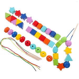 Подарочная упаковка жемчужная игрушка детьми тонкие моторные навыки игрушки бусинки интересные цветовые сортировщики деревянные шнурки.