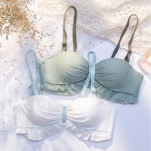 BRAS SETS KOŞULLAR İÇİN GÜLTEN Pembe Yeşil Seksi İç çamaşırı Braliette Bow Pamuk Panties Kablosuz Sütyen Sütun iç çamaşırı A B kadın