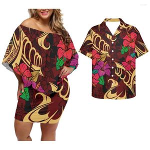 Повседневные платья Cumagical 2023 Custom Vintage Polynesian Print Women Женщины рюша платья оптом в сфере плеча Maxi