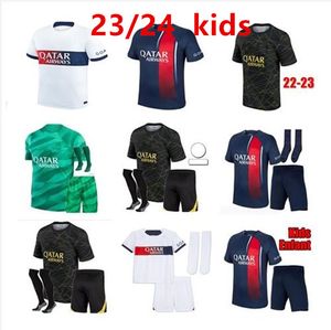 23 24 24 Şort ve Çoraplı Çocuk Futbol Formaları 2023 2024 Paris Psgs Erkekler Set Mbappe Sergio Ramos Çocuklar Futbol Gömlekleri T Enfants Maillot De Foot