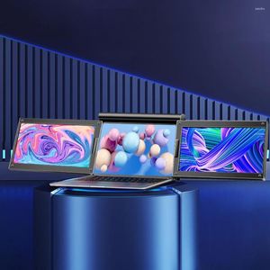 Dizüstü bilgisayar için taşınabilir monitör 13.3 '' 1080p HD Üçlü Katlanabilir Çift Ekran Genişletici Type-C Mac Pencereleri