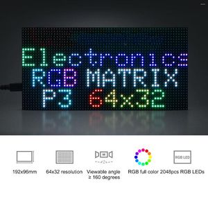 Matris Panel RGB 64x32 Piksel 3mm Pitch 2048 Bireysel LED'ler Ayarlanabilir Parlaklık Tam Renkli LED Ekran H