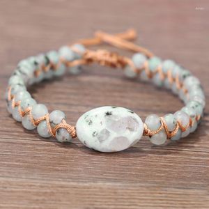 Charm Bracelets Handmade DIY Natural Stone Warp Bracelet For Women Men String Braided Yoga Friendship Bangle Joias