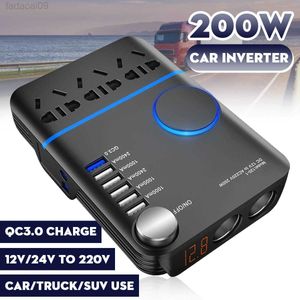 Jump Starter Car 200W 12V24V To 220V Cigarette Lighter Power Supply Inverter Adapter with QC 30 5 USB Charger Fast Charging HKD230710