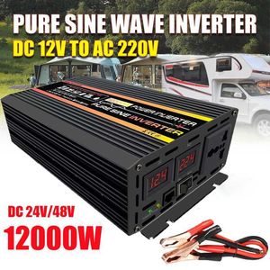 Jump Starter 10000W 12000W Pure Sine Wave DC12V 24V 48V To AC 220V Power Inverter for Solar System Home Outdoor RV Car HKD230710