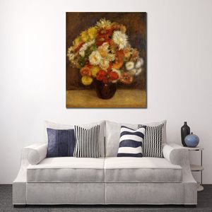 Canvas Wall Art Bouquet of Chrysanthemums Vase Pierre auguste renooir Картина ручной работы масляной работы современной студии декор