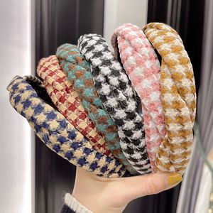 Moda Kadın Head Band Çapraz Düğüm Örgülü Houndottooth Saç Kalıp