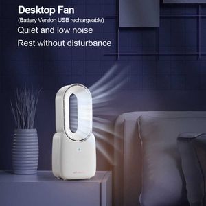 Elektrik Fanları 2200mAh Sessiz Masa Fanı Bladess Soğutma Fanı 4 Hızlı USB Şarj Edilebilir/Tapa Hava Soğutucu Fan Masaüstü Fan Yatak Odası Ofis