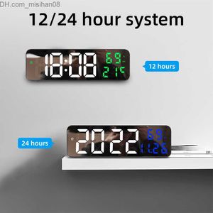 Wall Clocks Large LED digital wall clock with temperature and humidity date display alarm clock 12/24 hour mode battery powered meter clock Z230712