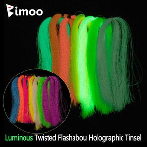 Yemler Bimoo 2 Packs Aydınlık Twisted Flashabou holografik tinsel kristal flaş iplikleri jig kancası için cazibe Sabiki teçhizat yapımı malzeme hkd230710